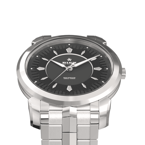The Rockstar, Iron dial, on its steel bracelet